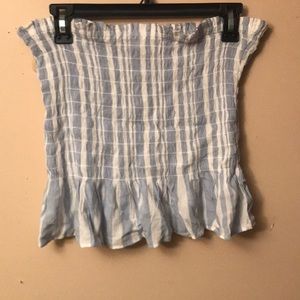 Blue and white striped crop top